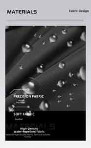 Macro detail of high-density water-resistant fabric with water droplets on the surface