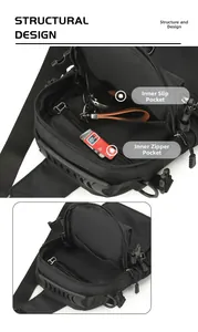 Internal layout of water-resistant backpack showing card slot and zippered pocket