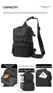 Detail of waterproof tactical bag showing large capacity pockets and durable nylon fabric