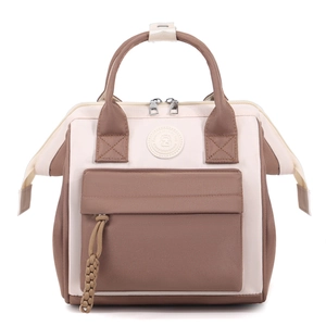 Mochila para Pañales de Tela Oxford Impermeable de Moda con Bloques de Color para Mujer Gran Capacidad Multi Bolsillo Bolsa de Viaje para Mamá con Asa