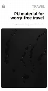 Detailed view of water-resistant black PU leather fabric on a durable travel backpack