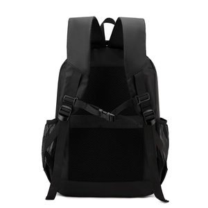 Ergonomic black business backpack featuring breathable mesh back panel and padded straps