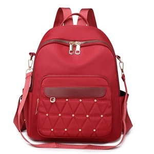 Women Quilted Nylon Backpack Waterproof Large Capacity Travel Rucksack With Gold Rivets Fashion Casual Daypack