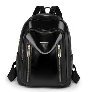 Women Backpack PU Leather Large Capacity Multi Zipper Waterproof Casual Retro Fashion Schoolbag Travel