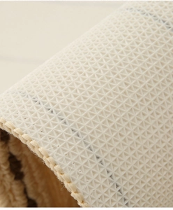 Detail view of anti-slip diamond texture and premium woven edging on cream door mat