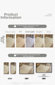 Detail view of cream doormat texture under different light and device screens