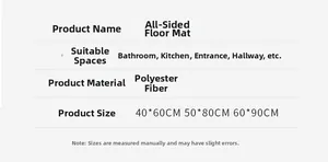 Specifications for gradient flocking bath mat with sizes 40x60cm and 50x80cm in polyester