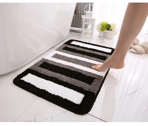 Thick striped absorbent bathroom rug with soft flocking texture for bath use
