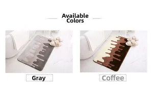 Detail of thickened absorbent bath mat with fluid drip pattern in grey and coffee