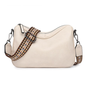 Cream vintage crossbody bag for women with bohemian woven adjustable shoulder strap