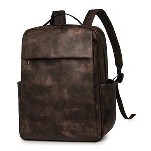 Vintage PU Leather Backpack Large Capacity Business Laptop Bag For Men Women Retro Style Water Resistant Travel Rucksack Daily Commute Daypack