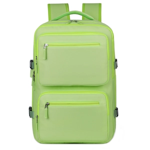 Business laptop backpack in fluorescent green with multi-pocket and waterproof design