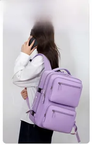 Business backpack with built-in USB charging port and multi-layer storage compartments