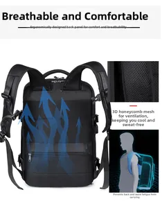 Business laptop backpack featuring 3D honeycomb breathable mesh and ergonomic back support