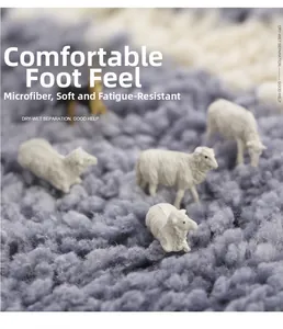 Close-up of soft microfiber absorbent mat texture with dense purple-gray curly plush pile