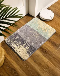 Primer plano del felpudo flocado tricolor minimalista con suave textura de mechones