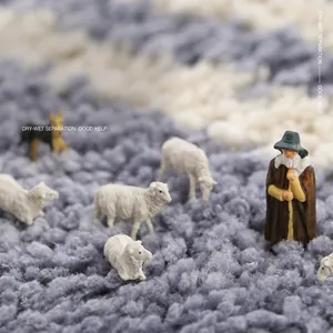 Alfombra de baño absorbente de fibra gruesa con textura gris azulada para separación húmedo-seco