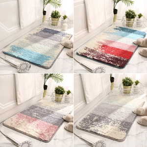 Tapis de bain antidérapants en peluche avec quatre motifs abstraits pour l'entrée de maison