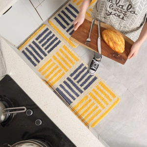 Geometric Striped Kitchen Mat Non-Slip Water Oil Absorbent Tufted Floor Rug Bedroom Bathroom Japanese Nordic Style
