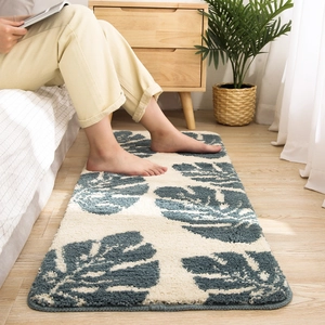 Alfombra de Suelo Antideslizante con Hojas de Monstera en Microfibra de Poliéster Absorbente de Aceite para Cocina Dormitorio Baño Rectangular Lavable