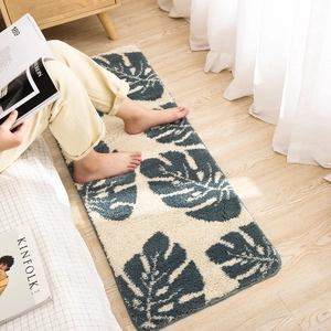 Alfombra pasillera absorbente antideslizante con motivos de hojas para dormitorio y cocina