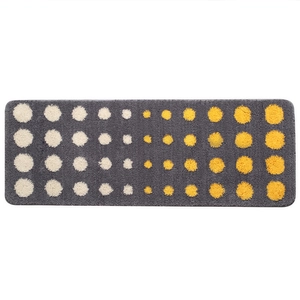 Tappetino da cucina assorbente in peluche grigio scuro con motivi a pois gialli