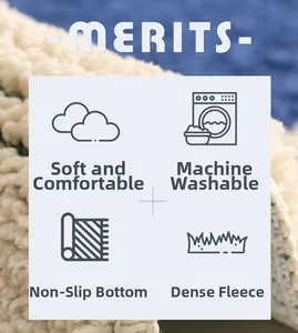 Close-up of thick beige bathroom mat showing high-density fleece and non-slip backing