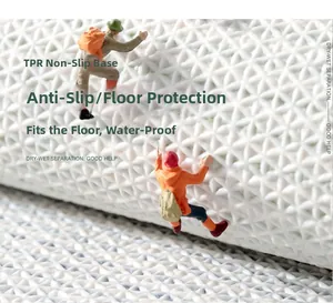Macro shot showing non-slip hexagonal star texture on a white TPR bathroom floor mat