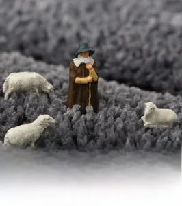 Detailed close-up of thick grey plush bathroom mat featuring soft high-density fibers