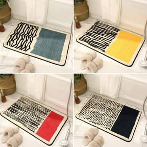 Absorbent striped bathroom floor mats in multiple colors for shower and entryways