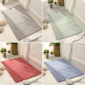 Thick non-slip bathroom mats in grey green red and blue colors with striped texture