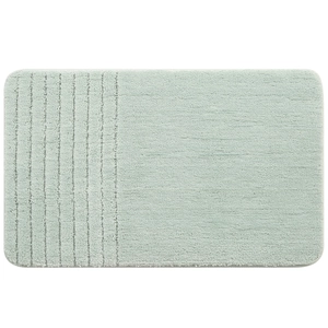 Plush sage green rectangular bath mat with vertical embossed non-slip stripes