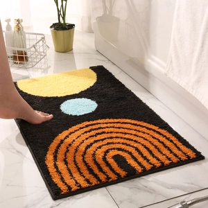 Modern Minimalist Geometric Bathroom Floor Mat Absorbent Anti-Slip Polyester Tufted Entry Rug For Kitchen Bedroom Home Decor