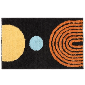 Modern abstract geometric floor mat with durable tufted texture and non-slip backing