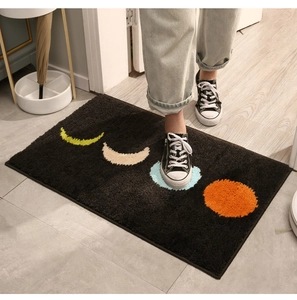 Tapis de bain en peluche avec phases de lune et texture floquée épaisse antidérapante