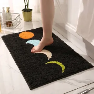 Tapis De Bain Cycle Phase De Lune Épais Floqué Absorbant Antidérapant Dos TPR Tapis Entrée Décor Moderne