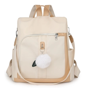 Zaino Da Donna Moda Nylon Impermeabile Grande Capacità Antifurto Borsa Da Viaggio College Scuola Stile Coreano Con Pompon