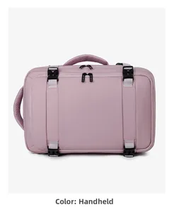 Zaino da viaggio multifunzionale rosa con manici rinforzati e fibbie resistenti