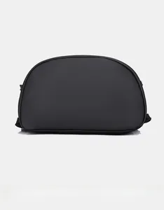 Detail view of the durable roll-top backpack base with reinforced seams and matte finish