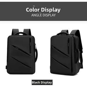 Zaino business nero impermeabile con maniglia rinforzata e porta USB, vista laterale