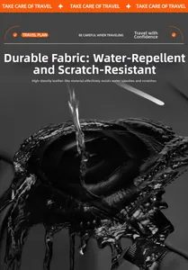 Macro detail of waterproof high-density fabric with water droplets on black rolltop backpack