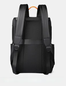 Breathable honeycomb mesh back padding and orange handle on business backpack
