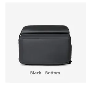 Detailed bottom view of black insulated picnic backpack showing waterproof fabric and stitching