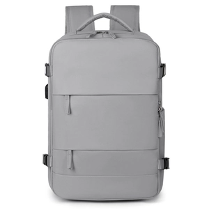 Large capacity light grey business backpack with waterproof nylon and dedicated shoe pocket
