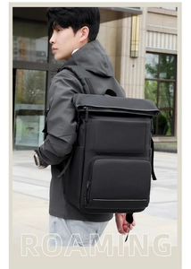 Outdoor insulated thermal backpack with roll-top closure and padded mesh shoulder straps