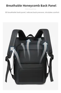 Detail of breathable honeycomb back panel and ergonomic padded straps for cooling