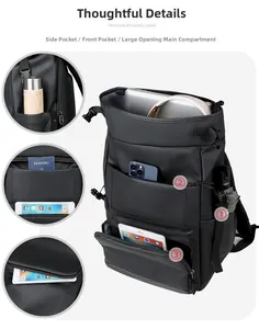 Detail view of large capacity insulated backpack with waterproof matte finish and side pockets
