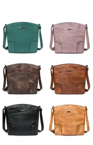Multiple color options for minimalist PU leather crossbody bags with metal buckle