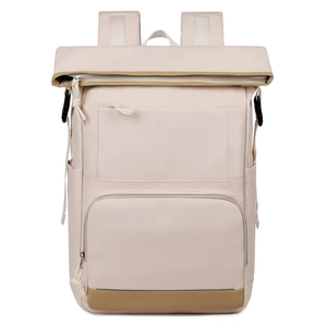 Roll Top Backpack Large Capacity Oxford Water Resistant Commuter Laptop Bag Business Travel Minimalist Fashion Multi Pocket