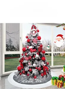 Detail of 100cm grey Christmas tree skirt with Merry Christmas letters and gift boxes
